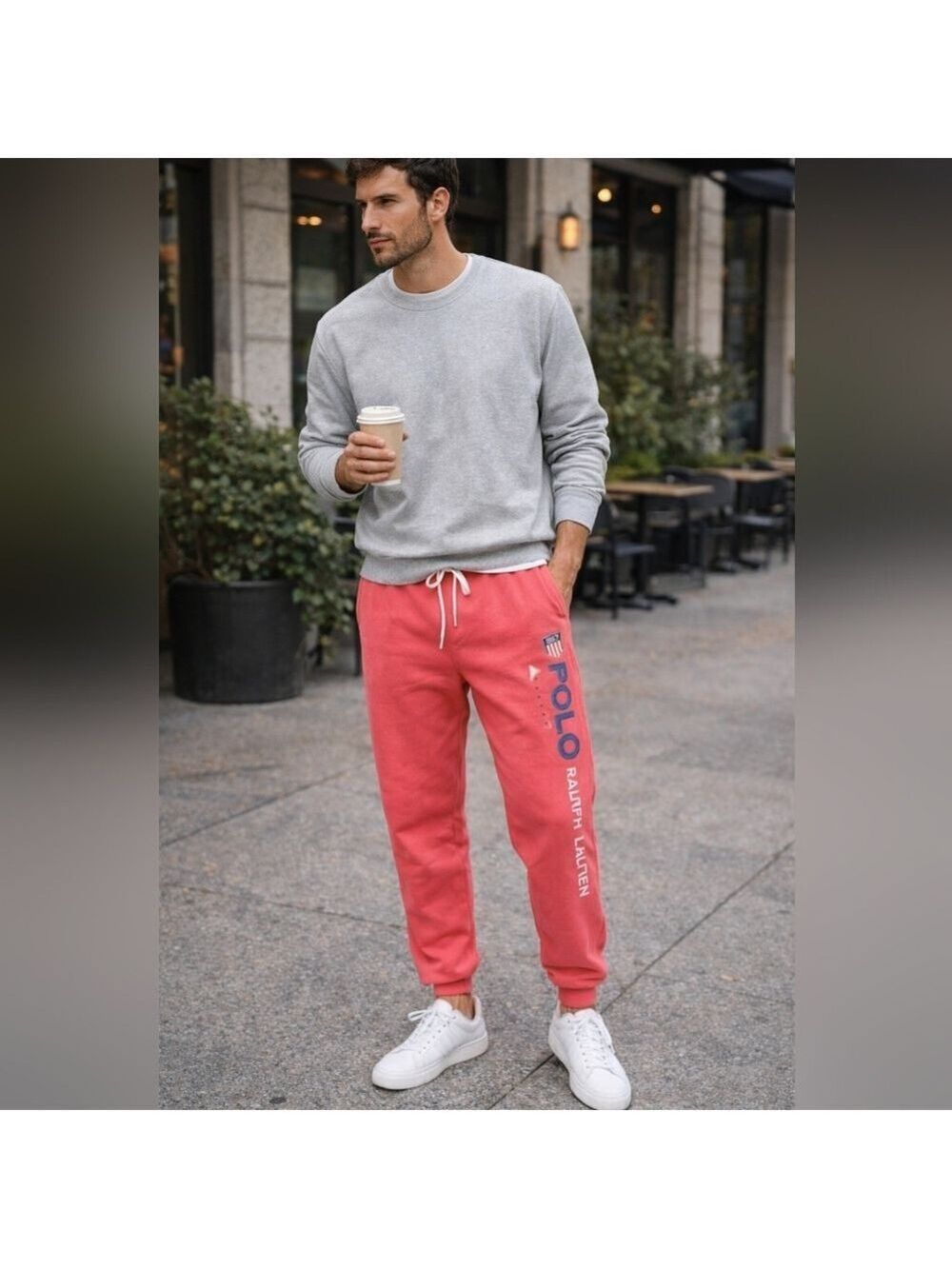 Polo Ralph Lauren Men’s Coral Pink Logo Jogger Sweatpants XXL – New